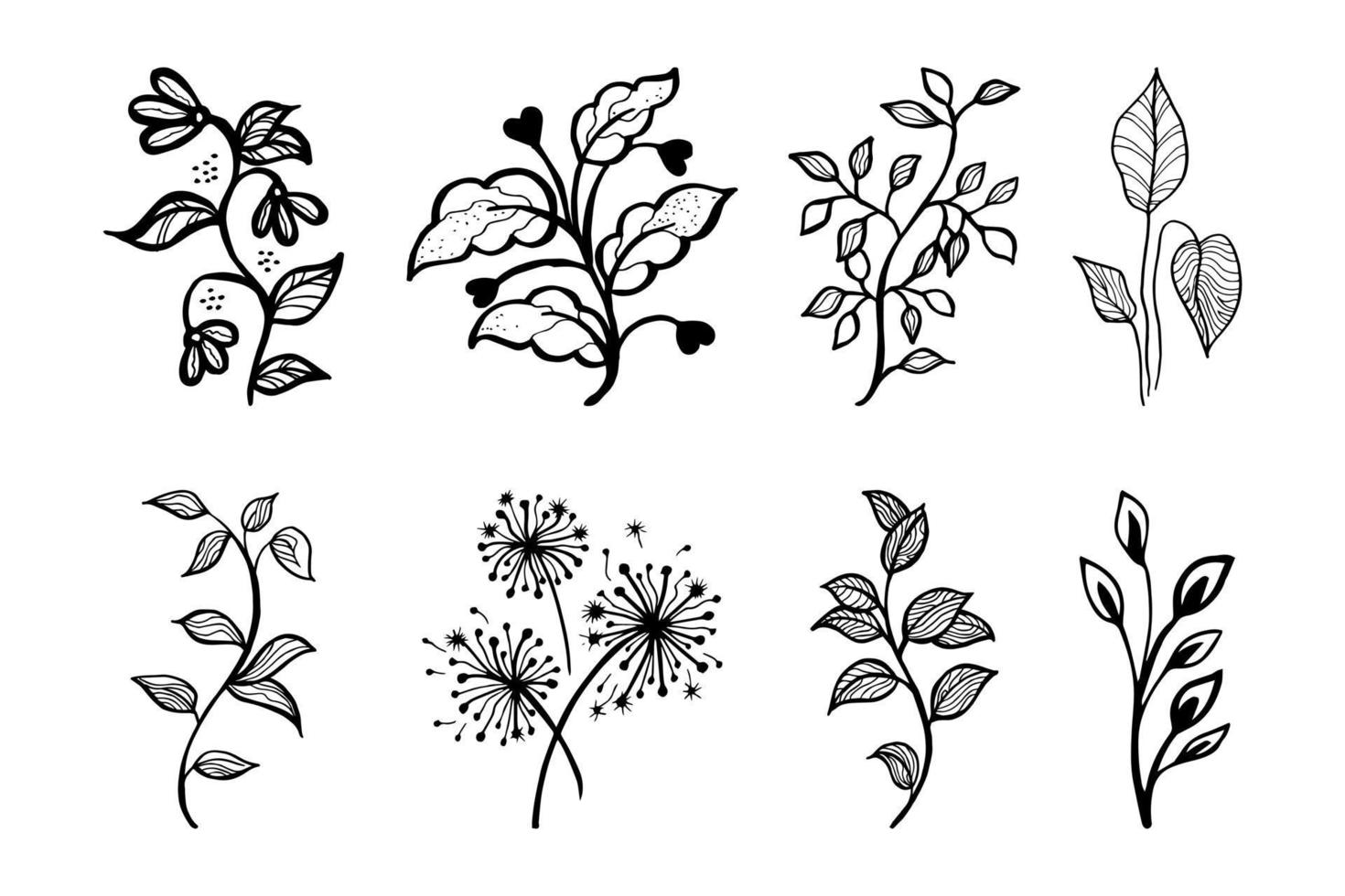handgezeichnete florale Vektordesign-Elemente vektor