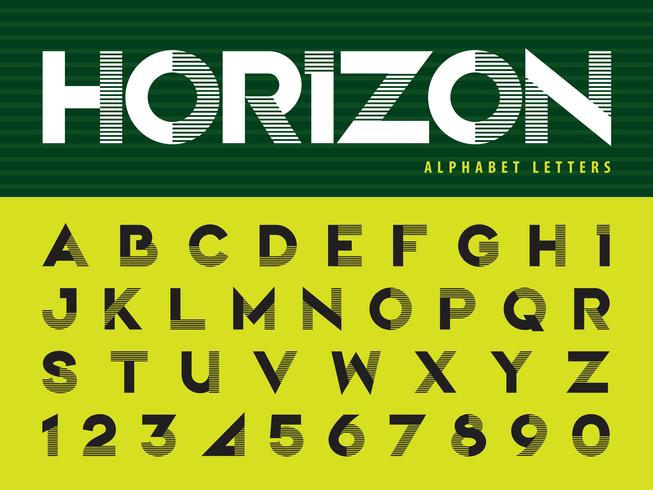 Horizontale Linie Alphabet Buchstaben und Zahlen vektor