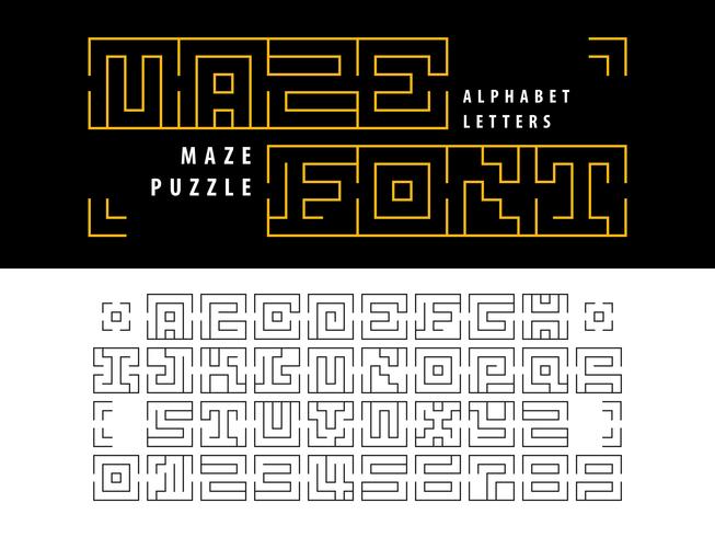 Maze Puzzle Alfabetet bokstäver och siffror vektor