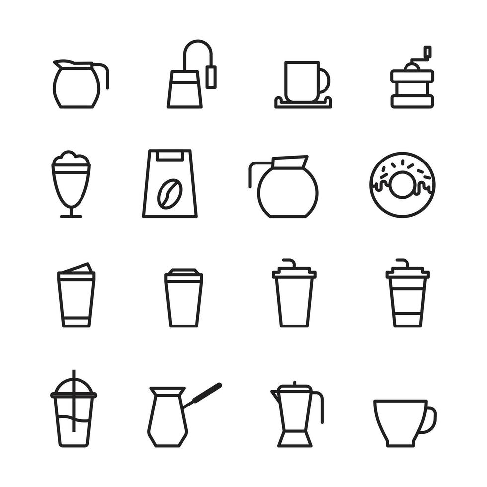 Kaffeetassensymbole setzen Liniensymbol editierbar vektor