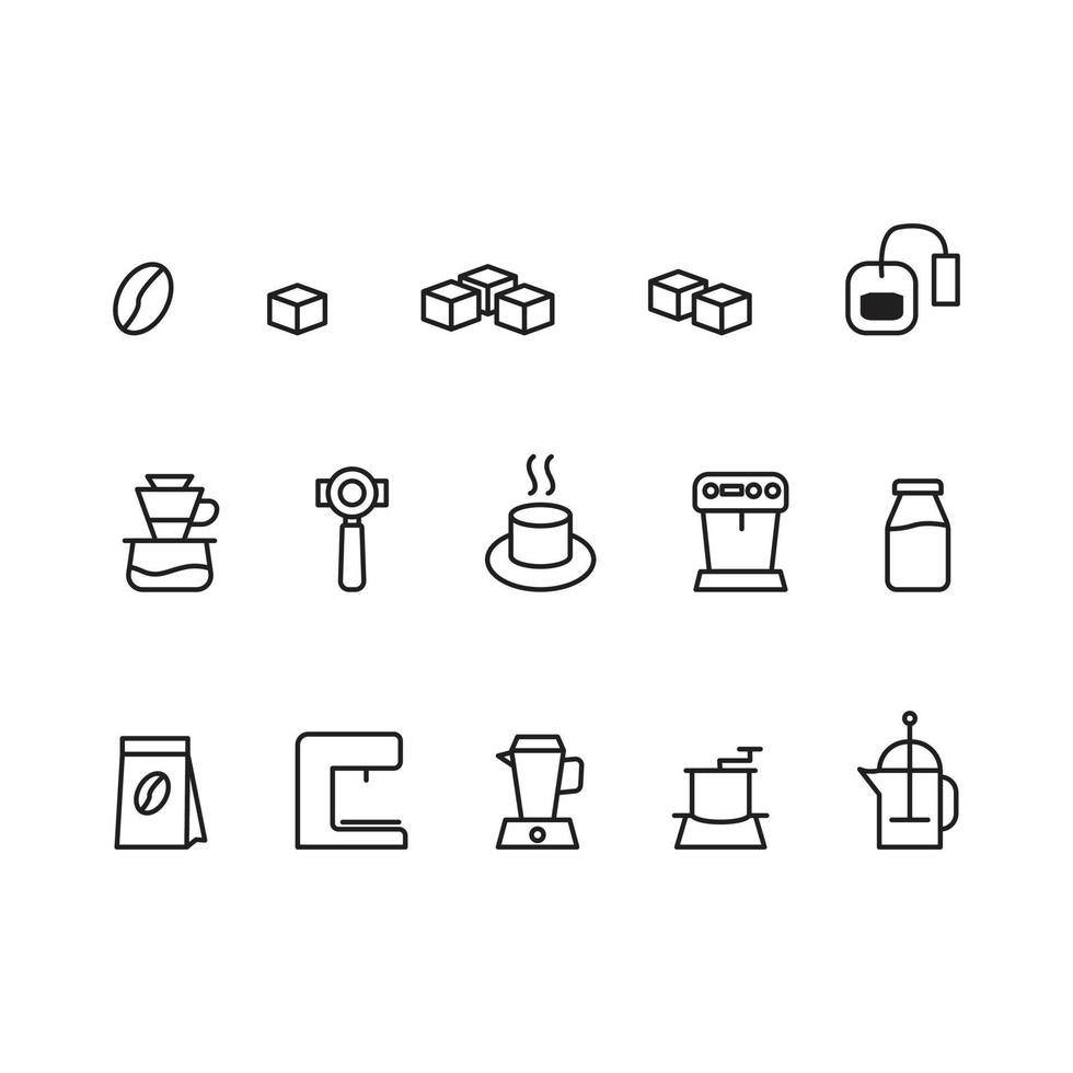 Symbole für Kaffeetassenmaschinen setzen Zeilensymbol editierbar vektor