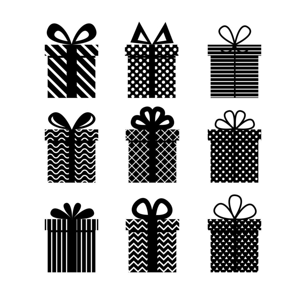 Geschenkbox-Icon-Set, isoliert auf weißem Hintergrund. Vektor-Illustration. vektor