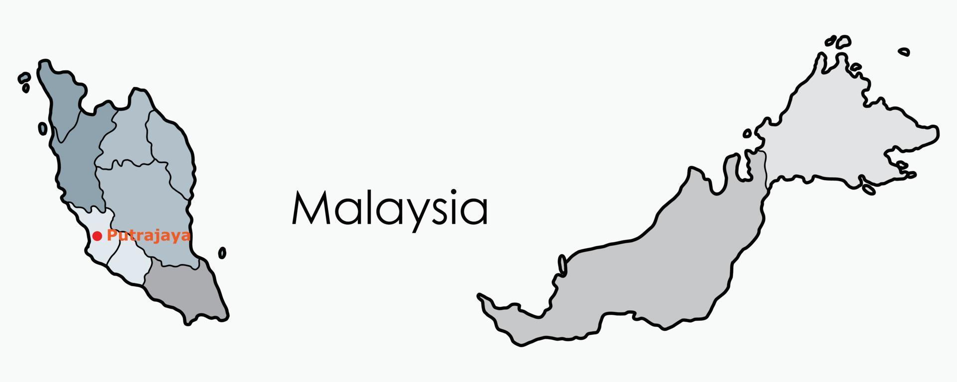 doodle frihandsritning karta över malaysia. vektor