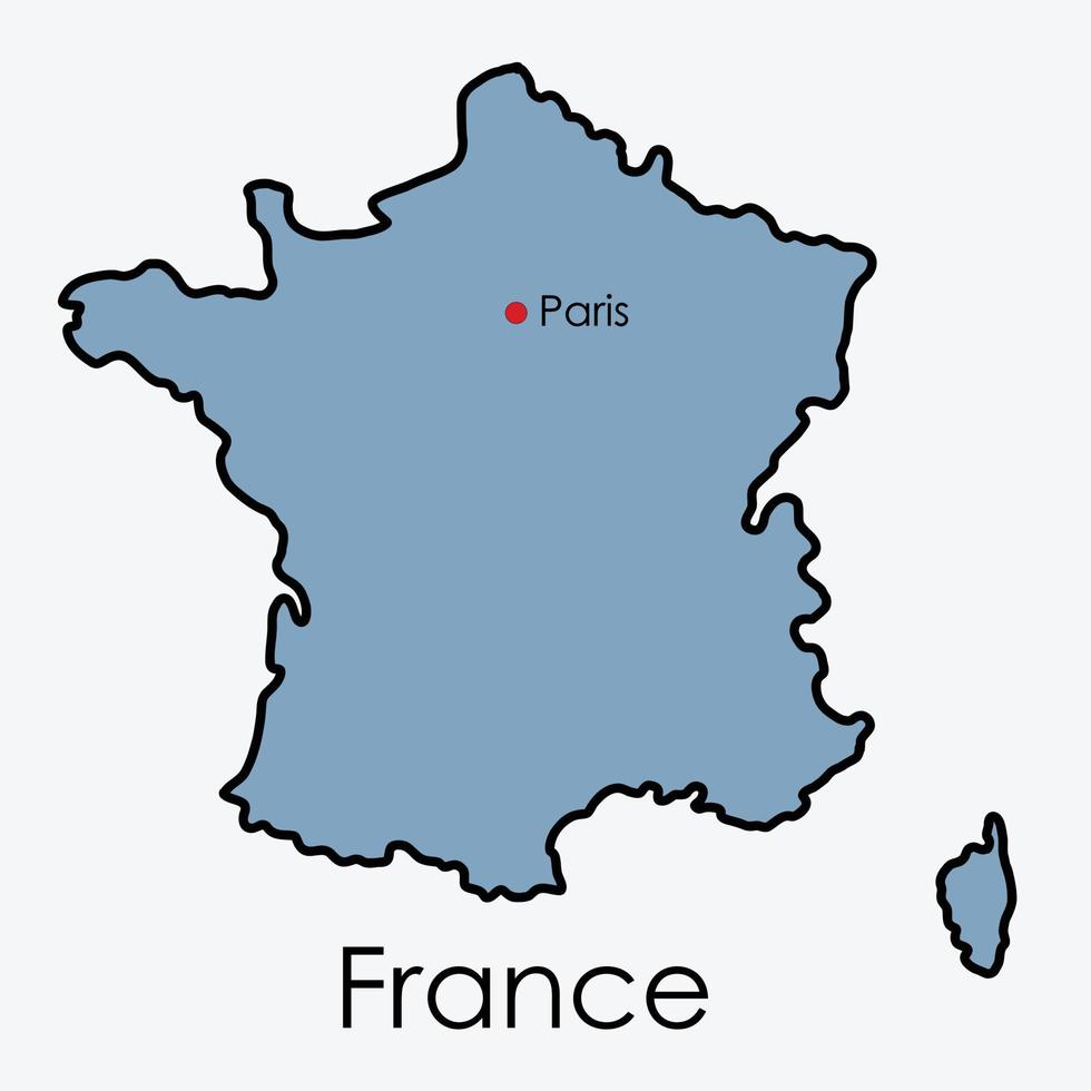 Frankreich Karte Freihandzeichnung auf weißem Hintergrund. vektor