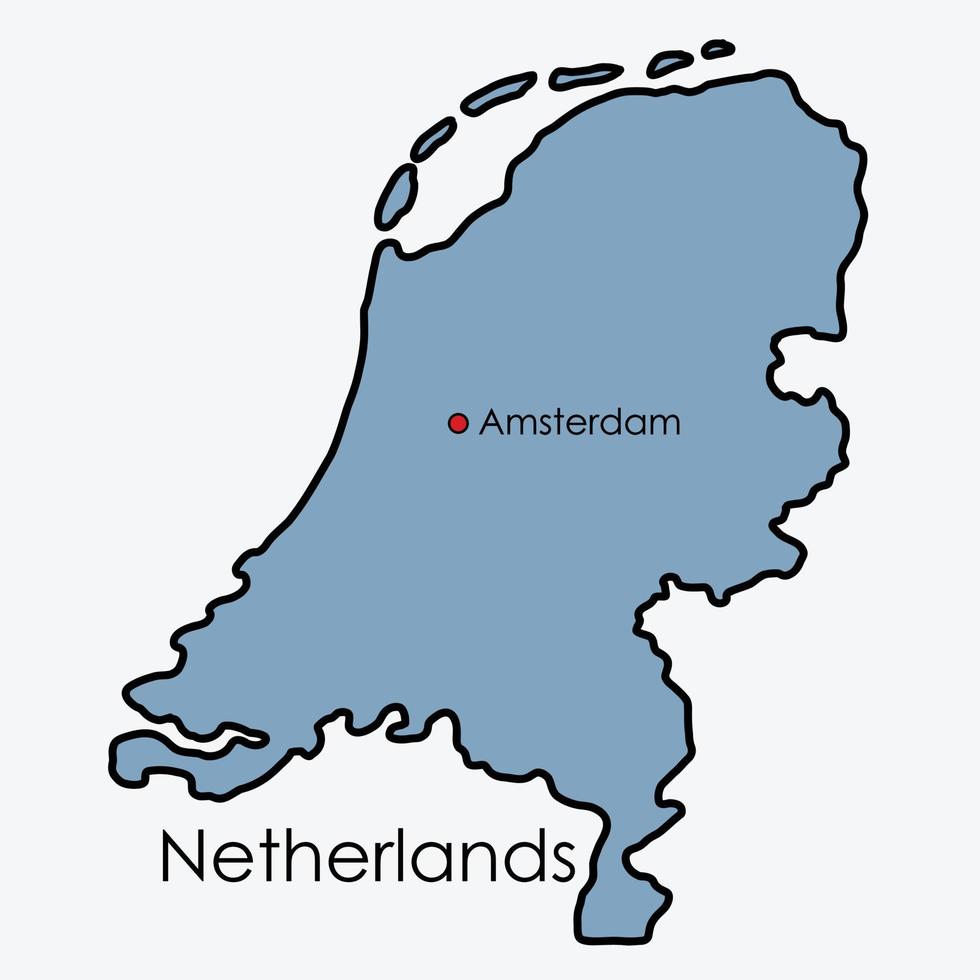 niederlande karte freihandzeichnung auf weißem hintergrund. vektor