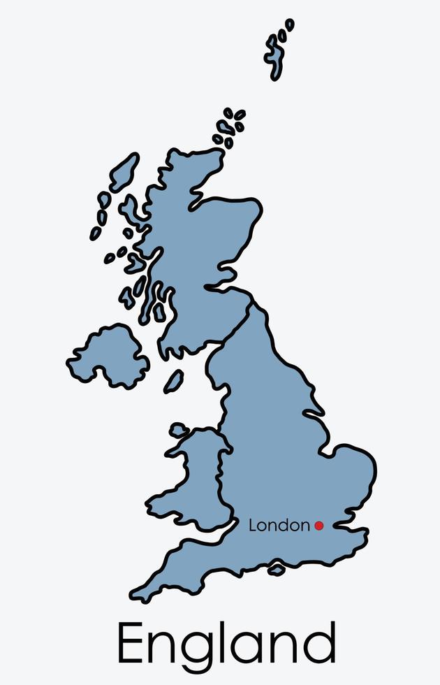 England Karte Freihandzeichnung auf weißem Hintergrund. vektor