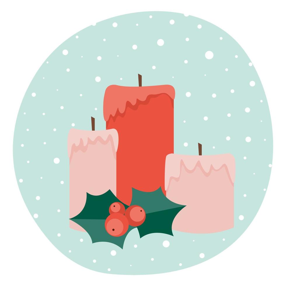 Symbol für Kerzen aus rotem Wachs. weihnachtsvektorillustration. vektor