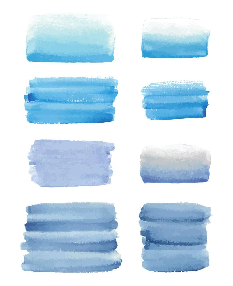 satz blauer texturpinselstriche, gezeichnet von aquarell. großartige Basis für Druck, Abzeichen, Partyeinladung, Banner, Tag. vektor