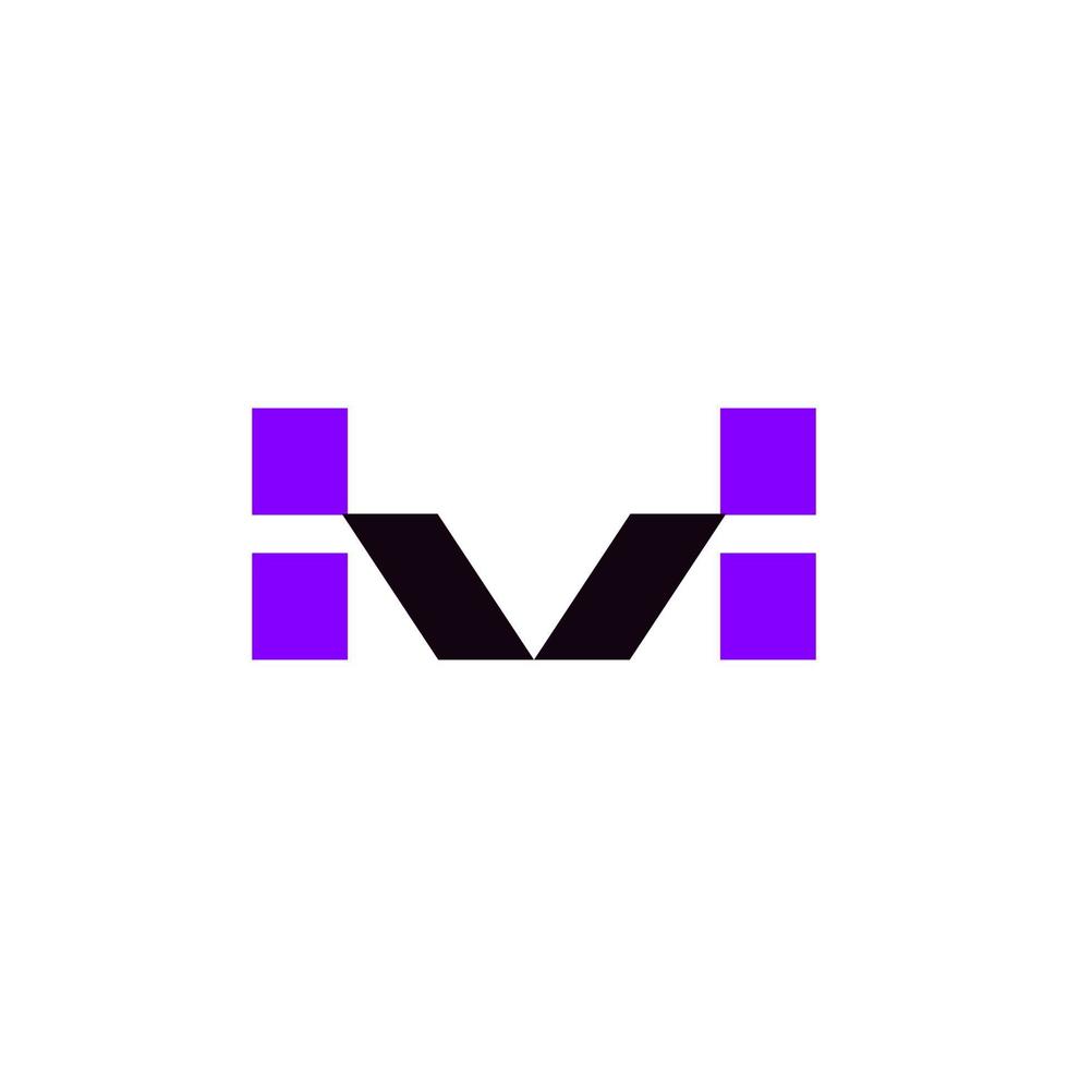 dynamiskt brev monogram hv platt abstrakt logotyp vektor