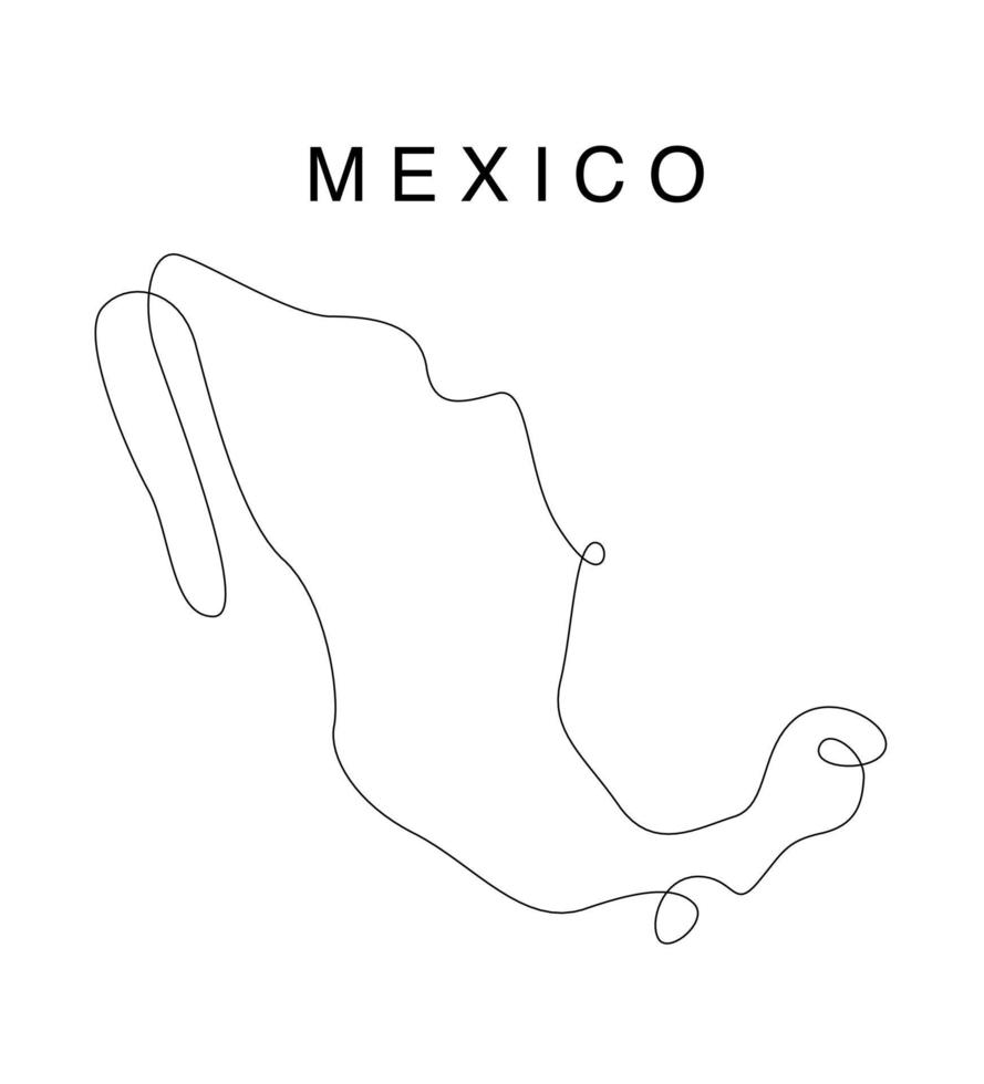 linje konst Mexiko karta. kontinuerlig linje nordamerika karta. vektor illustration. en kö