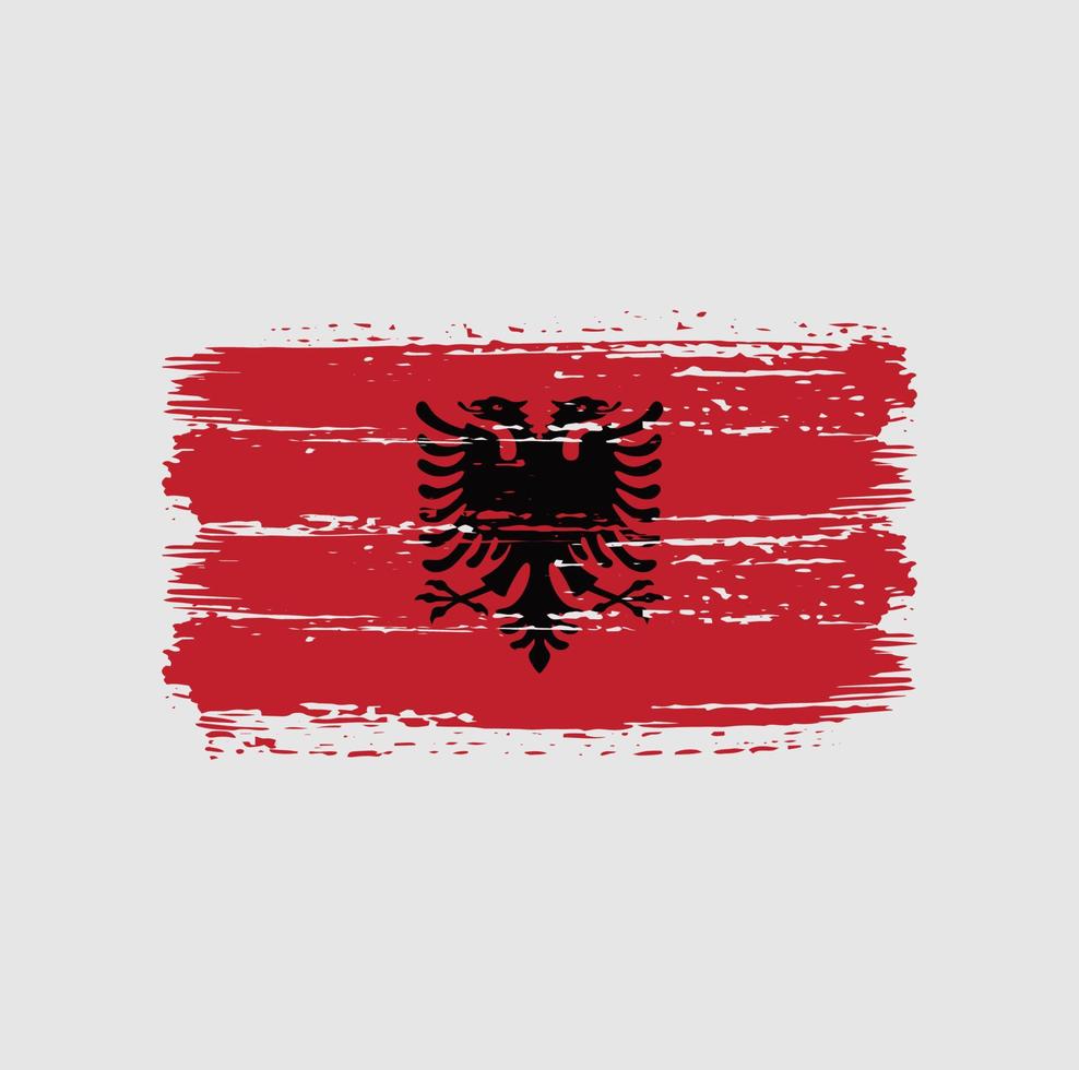 albanische flagge pinselstriche. Nationalflagge vektor