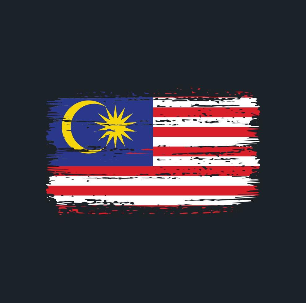 malaysia flagga penseldrag. National flagga vektor