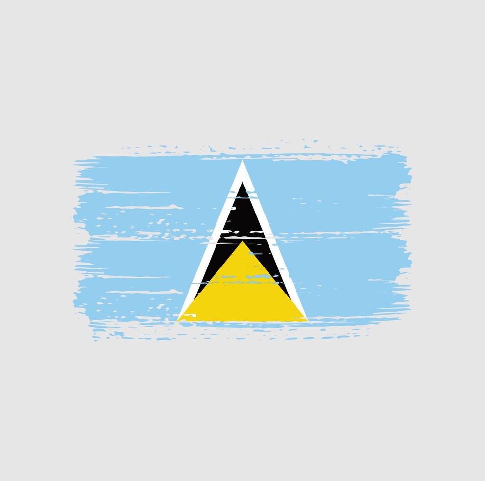 St. Lucia Flagge Pinselstriche. Nationalflagge vektor
