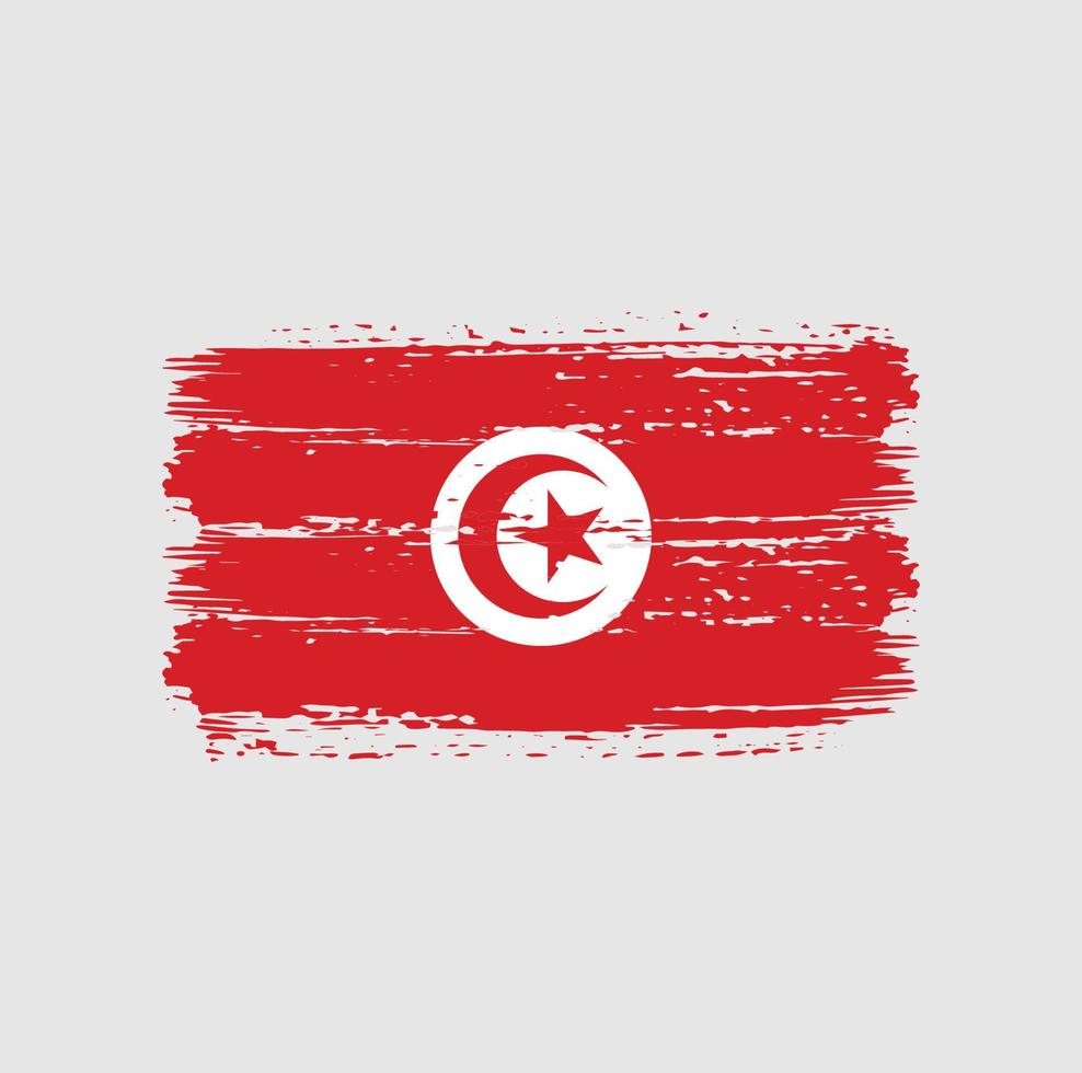 tunesische flagge pinselstriche. Nationalflagge vektor