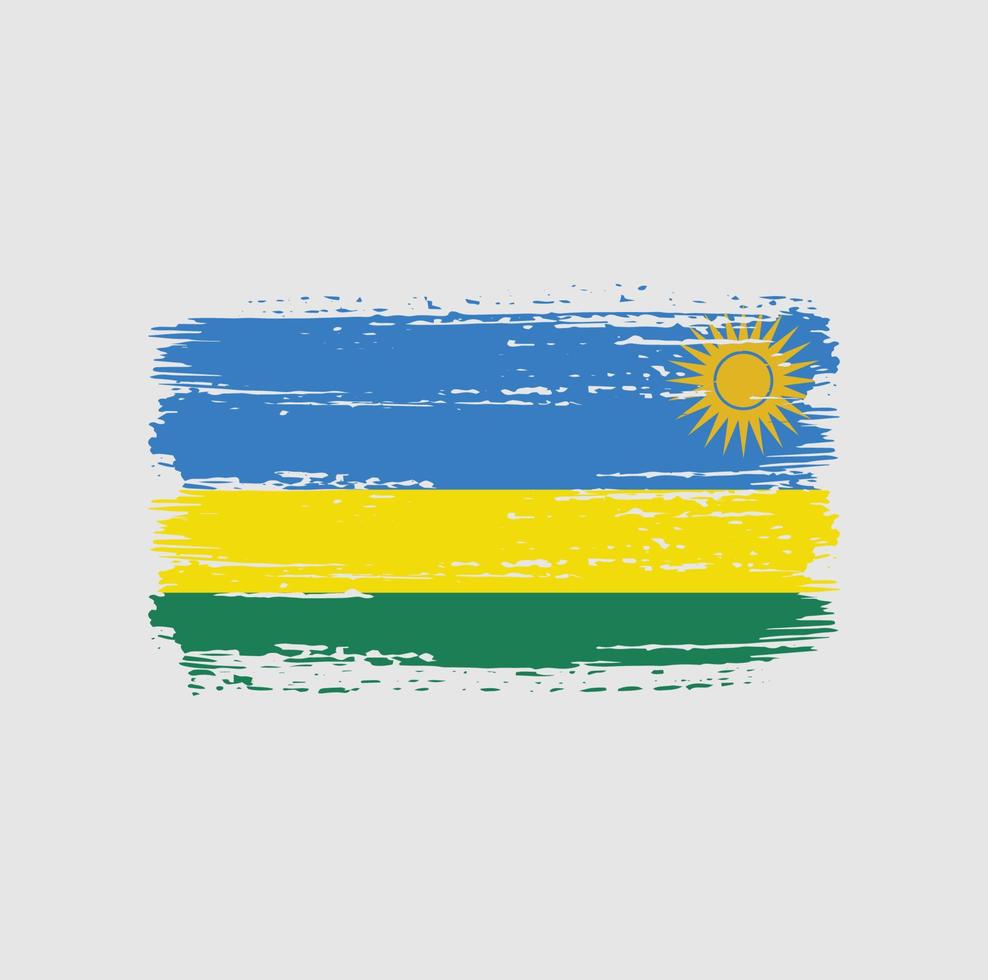 Pinselstriche der Ruanda-Flagge. Nationalflagge vektor