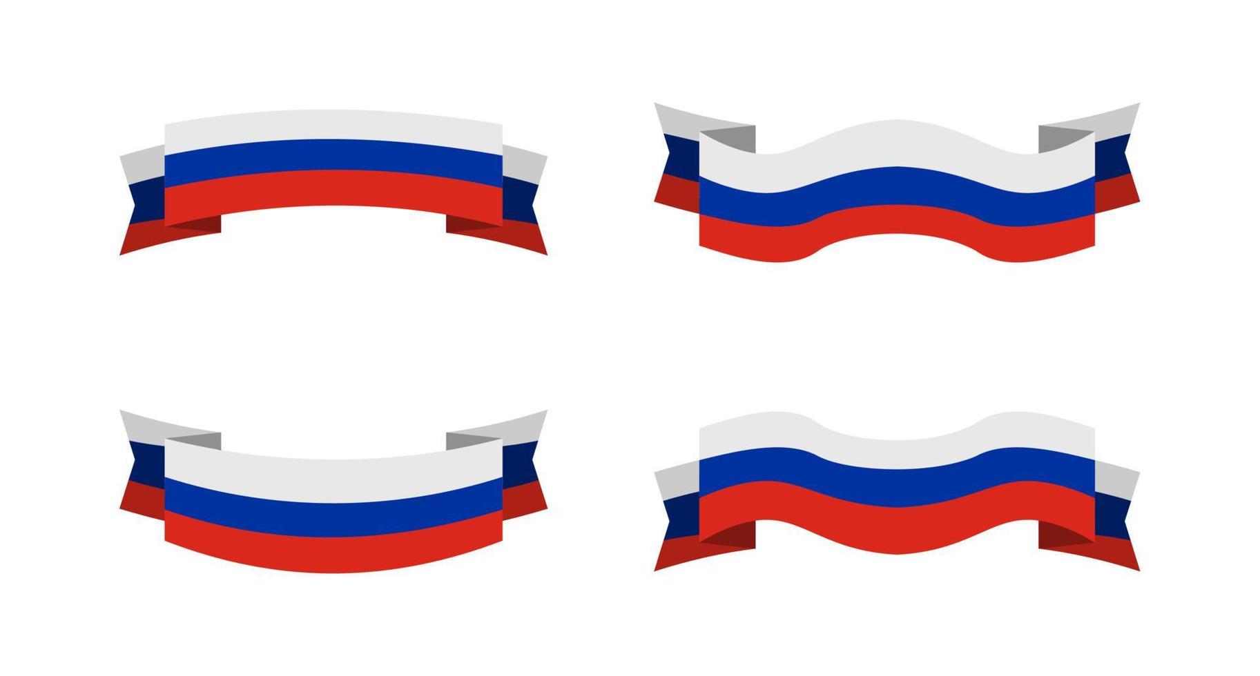 Illustration einer russischen Flagge mit einem Bandstil. Russland-Flaggen-Vektorsatz. vektor