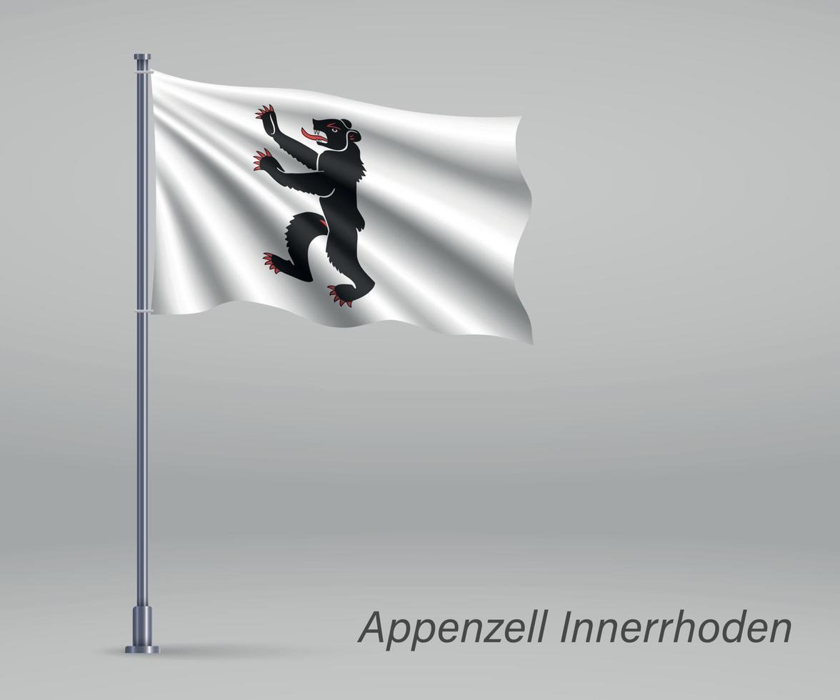 schwenkende flagge von appenzell innerrhoden - kanton schweiz vektor
