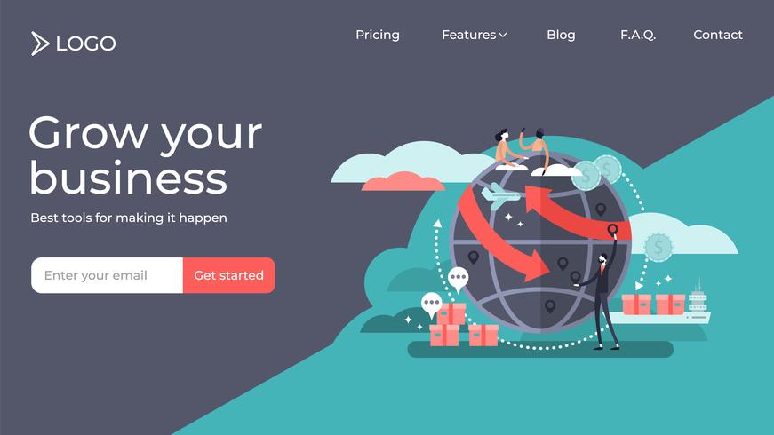 Globalisierung Landingpage Template Design vektor