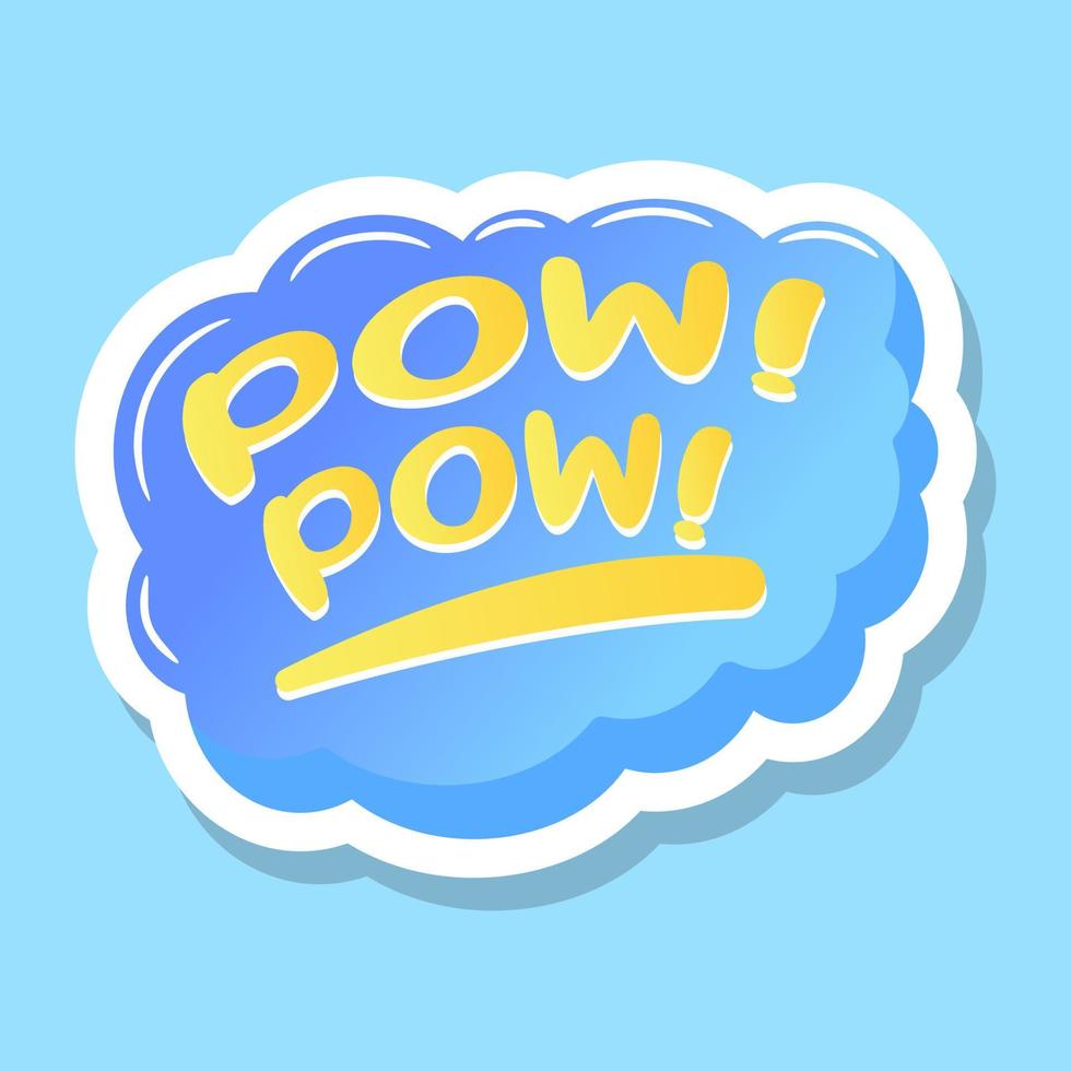 ett platt klistermärke för komisk bubbla av pow pow vektor