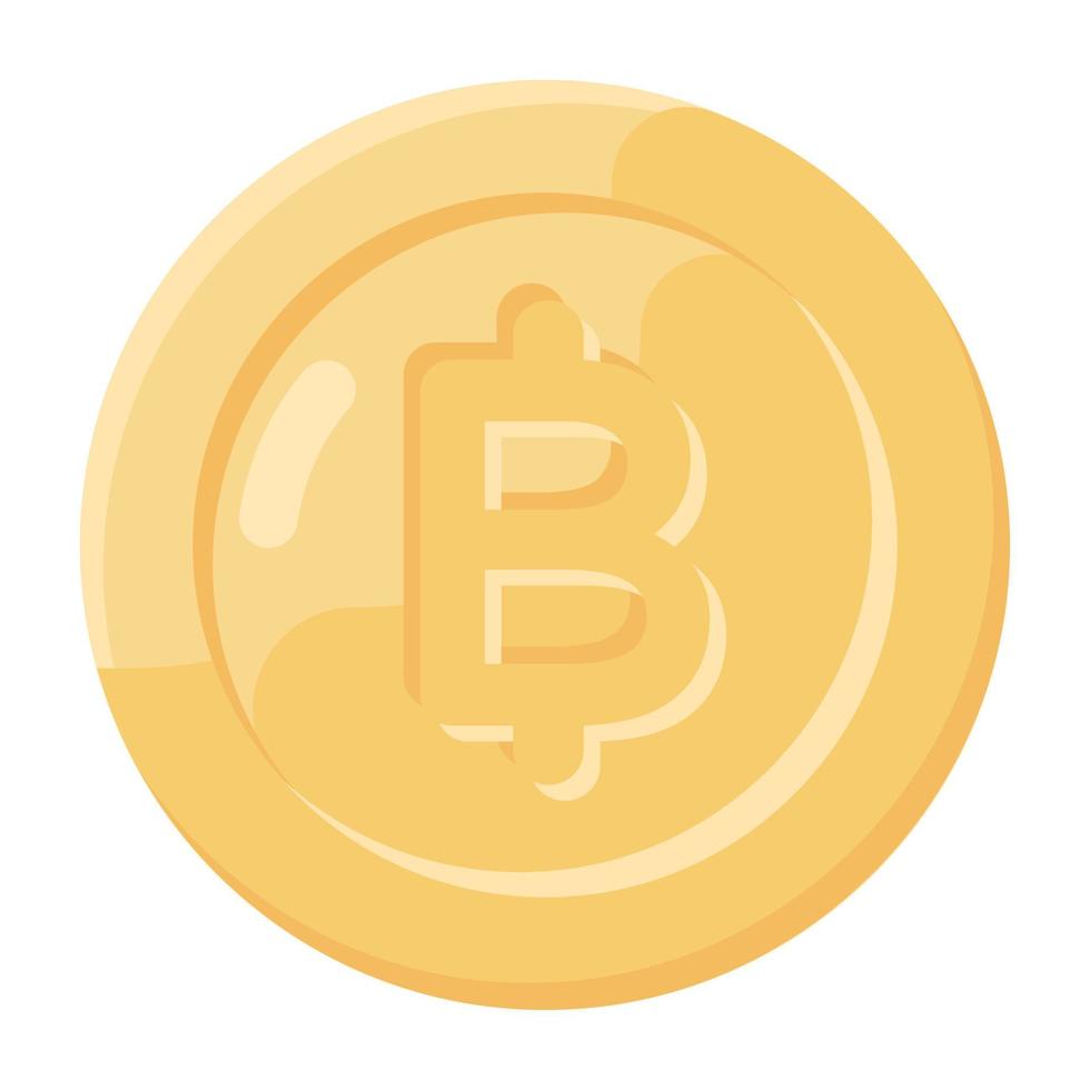 Bitcoin ikon i platt design, digital valuta vektor