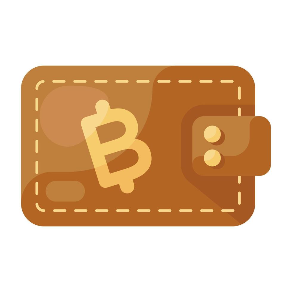 ikonen för bitcoin-plånbok, platt vektorstil av bitcoin-pengarlagring vektor