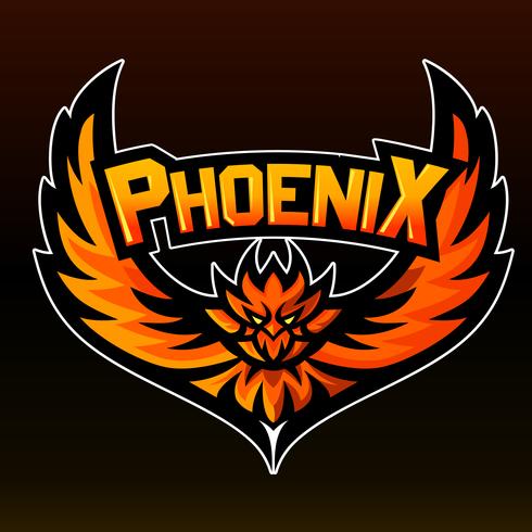 Phoenix, maskotlogotyp, klistermärke vektor