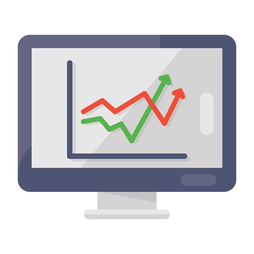slå samman pilar inuti bildskärm, online tillväxt diagram ikon vektor