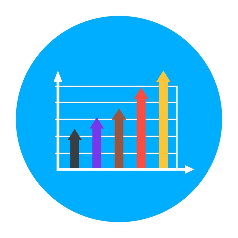 dataanalys, platt rundad ikon av statistisk graf vektor