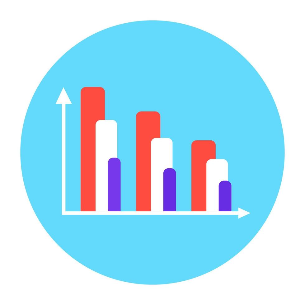 dataanalys, platt rundad ikon av statistisk graf vektor