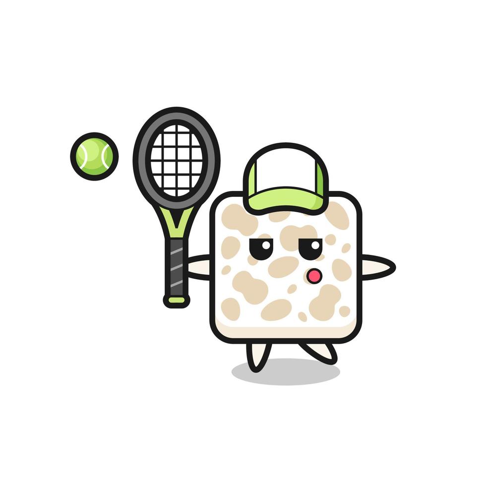 seriefigur av tempeh som tennisspelare vektor