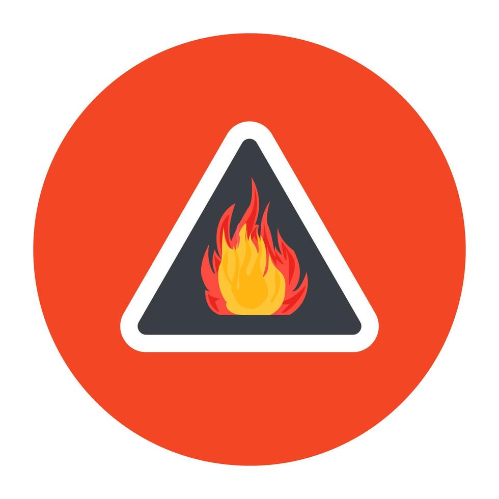 Flamme im Dreieck, das das Konzept des Symbols für Brandgefahr zeigt vektor