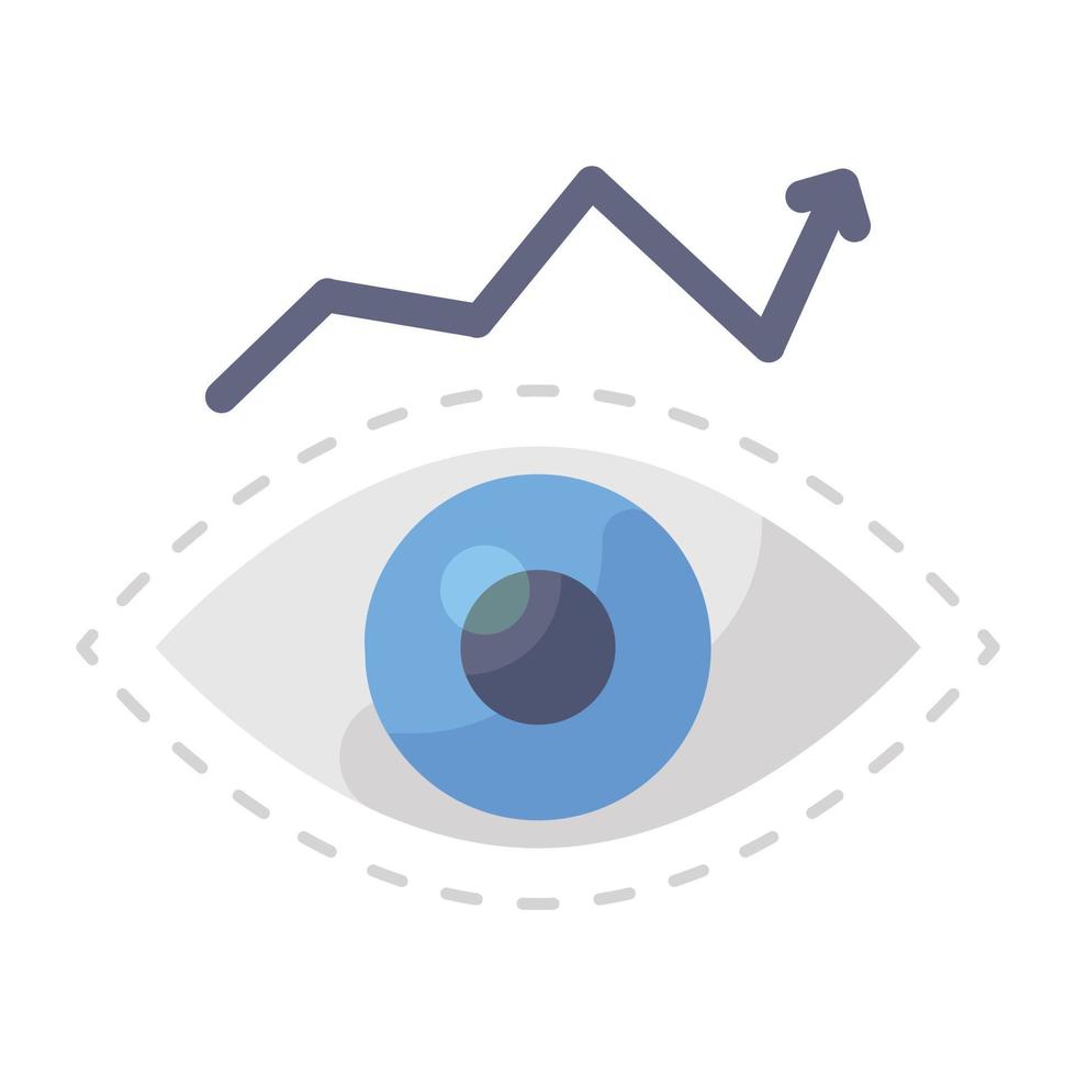 Auge mit nach oben gerichtetem Pfeil, der das Symbol für das Konzept des Geschäftsvisionen bezeichnet vektor