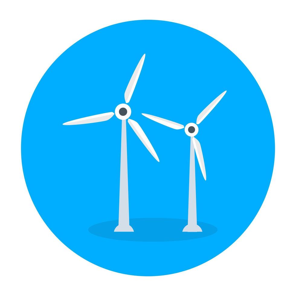 Windkraft-Symbol im flachen Stil, Windkraftanlage vektor