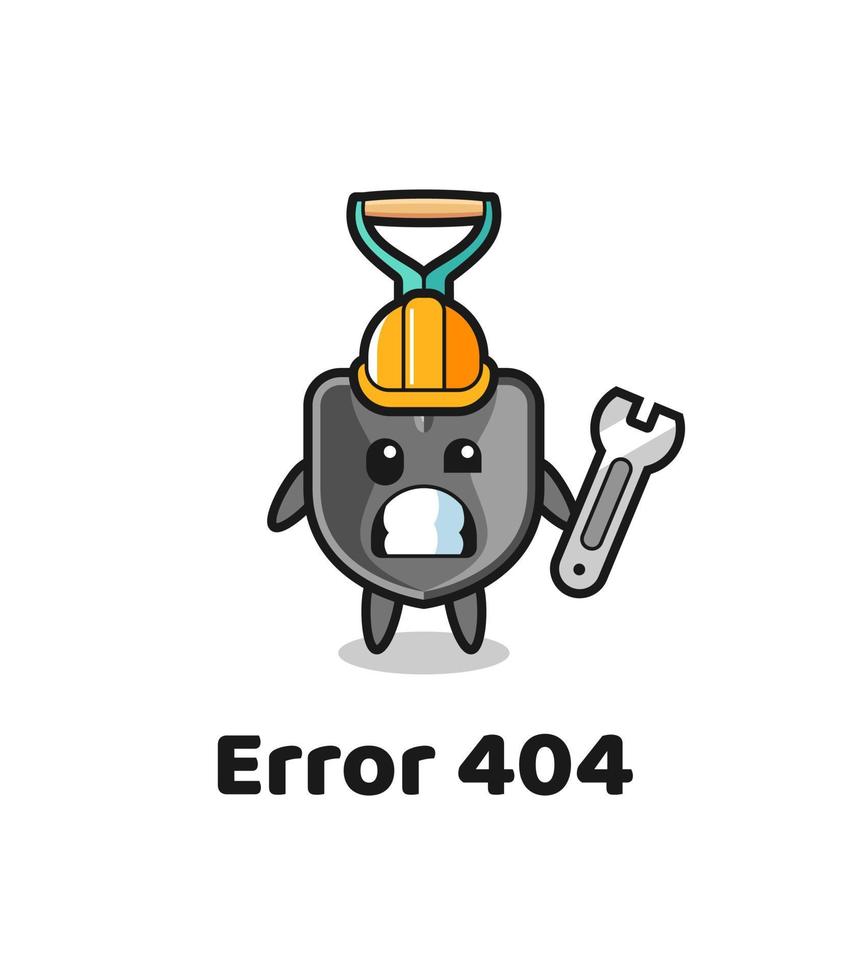 Fehler 404 mit dem niedlichen Schaufel-Maskottchen vektor