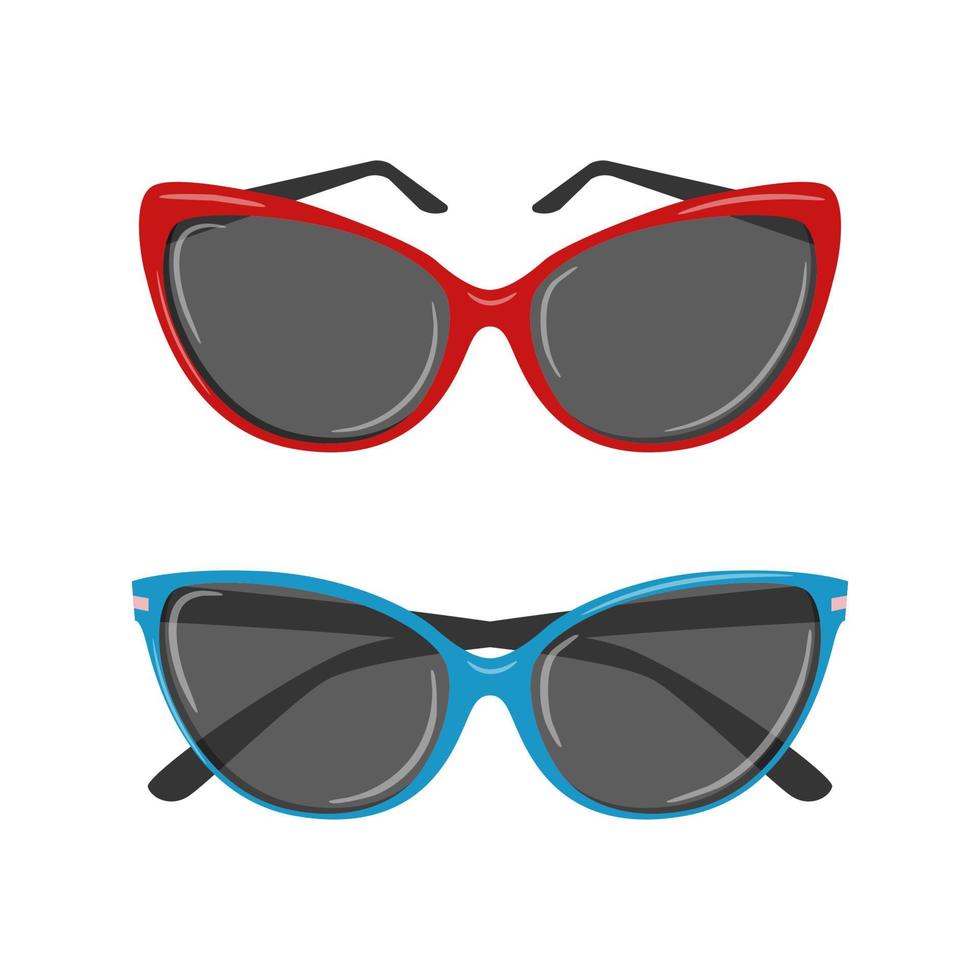 Sonnenbrillen für Damen. ein persönliches, modisches Accessoire. dekoratives element für urlaub, sommer, strand, ferien. flache Farbvektorillustration. isoliert auf weißem Hintergrund. vektor