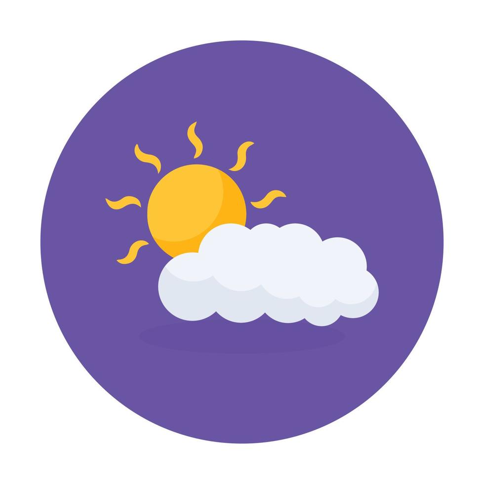 sol med moln som visar delvis molnigt ikon vektor