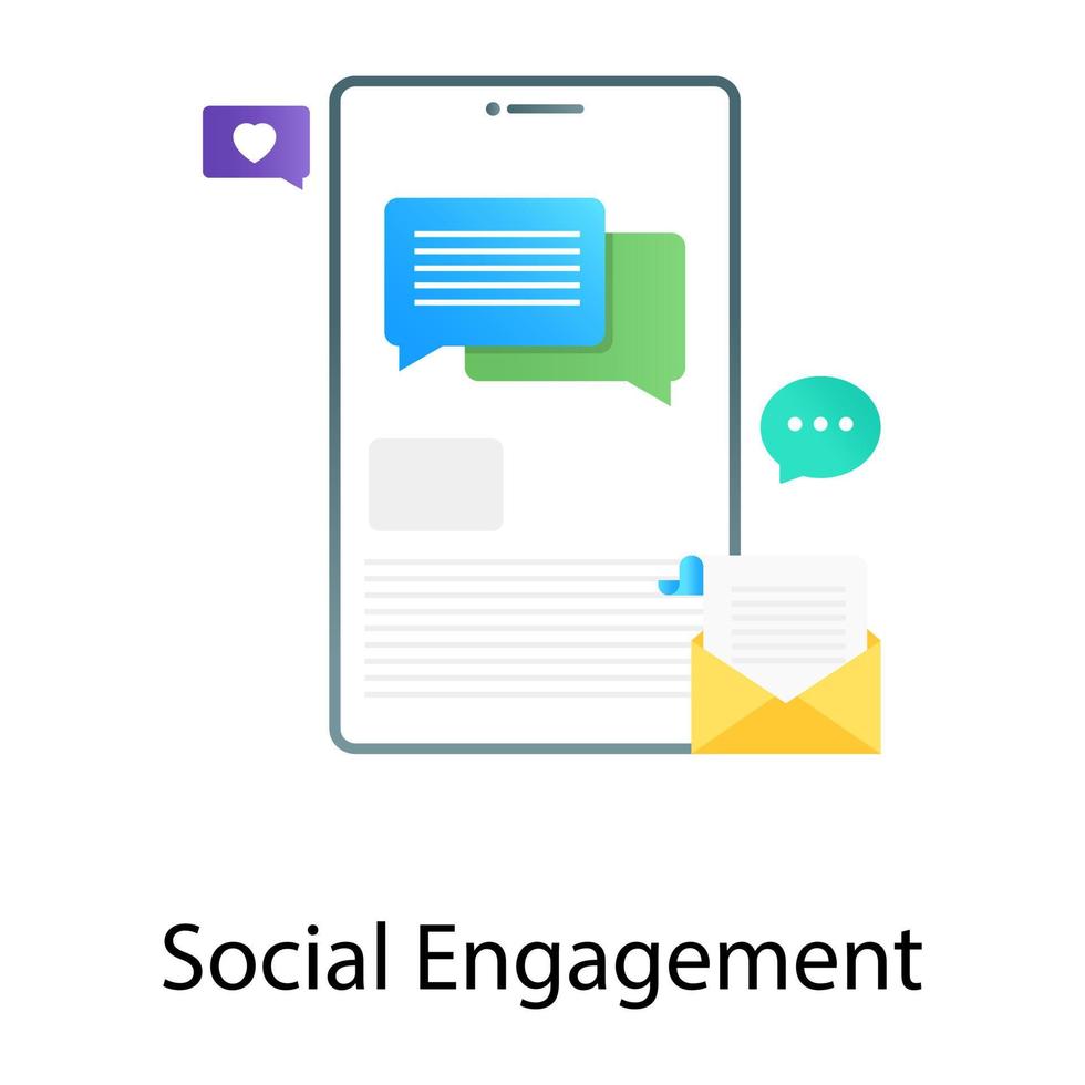 digital kontrakterande sms-app, gradientvektor för socialt engagemang vektor
