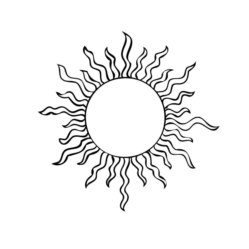 esoteriska symboler för solen. himmelska tecken. vektor illustration i handritad stil