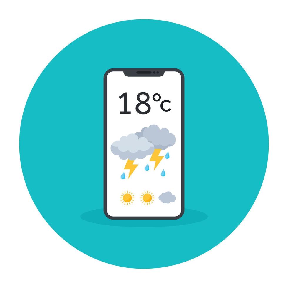trendiges flaches Design des mobilen Wetter-App-Symbols vektor