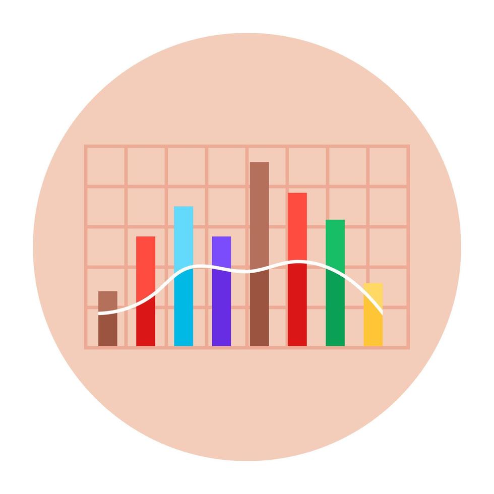 dataanalys, platt rundad ikon av vertikala diagram vektor