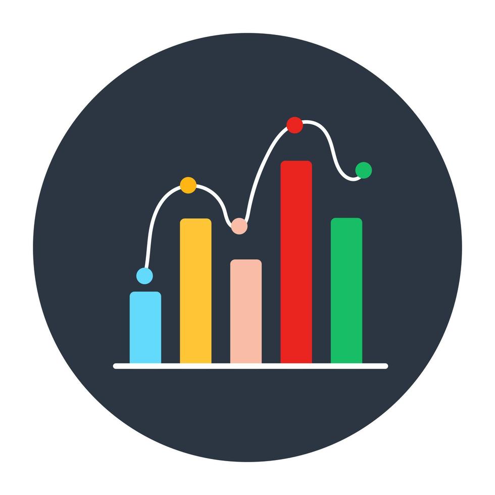 dataanalys, platt rundad ikon av vertikala diagram vektor