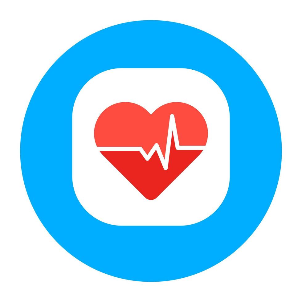 Herzfrequenz in einem flachen Symbol, das ein Kardiogramm für mobile Apps darstellt vektor