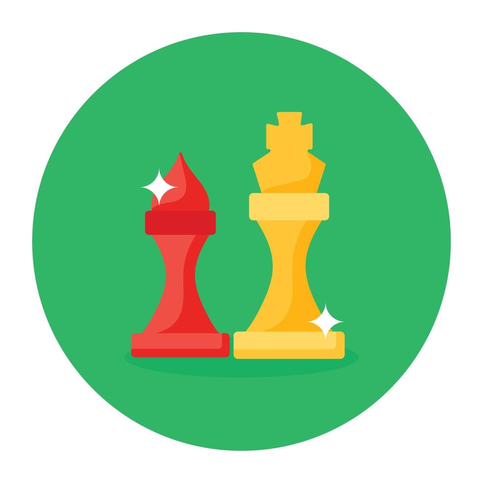 Schachfiguren-Symbol im flachen, abgerundeten Stil vektor
