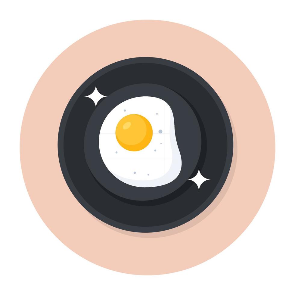 platt ikon av stekt ägg, redigerbart kycklingägg till frukost vektor