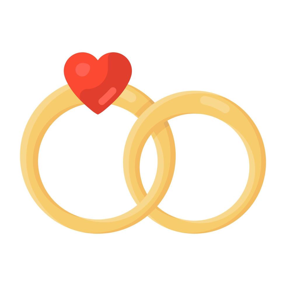 bröllopssmycken inuti fodral, platt ikon för förlovningsring vektor
