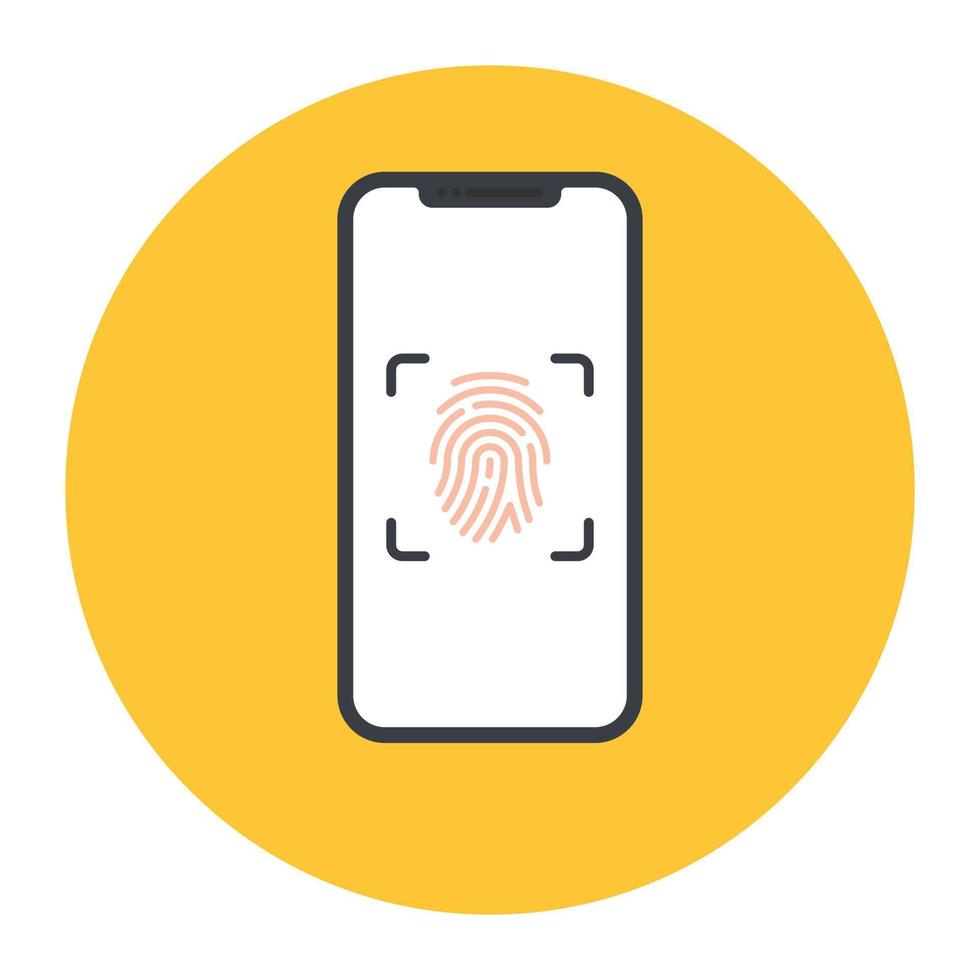 tumavtryck inuti smartphone, mobil tumavtrycksskanningsikon vektor