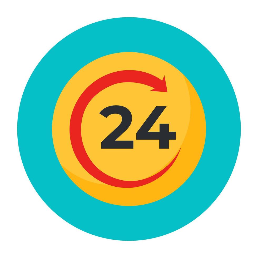 24-Stunden-Service-Symbol im trendigen flachen Stil, 24-Stunden-Support vektor