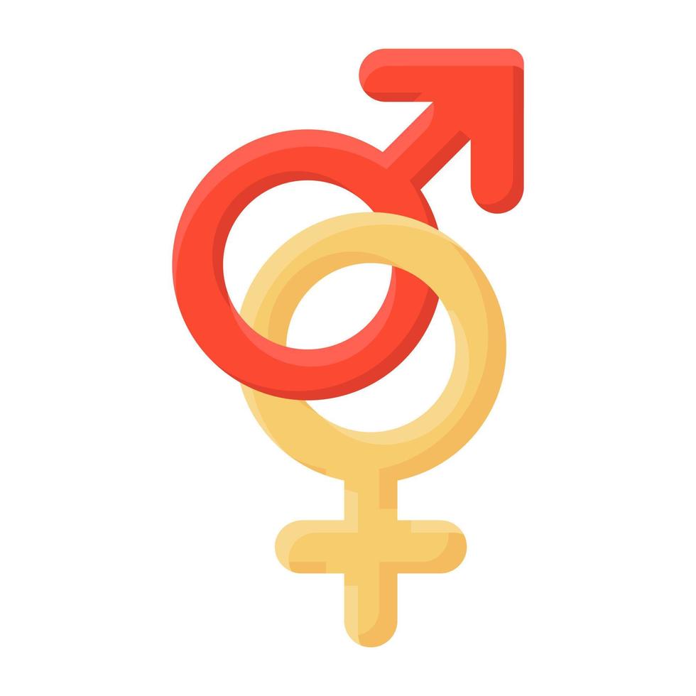 Geschlechterzeichen, flache Ikone der männlichen Frau vektor