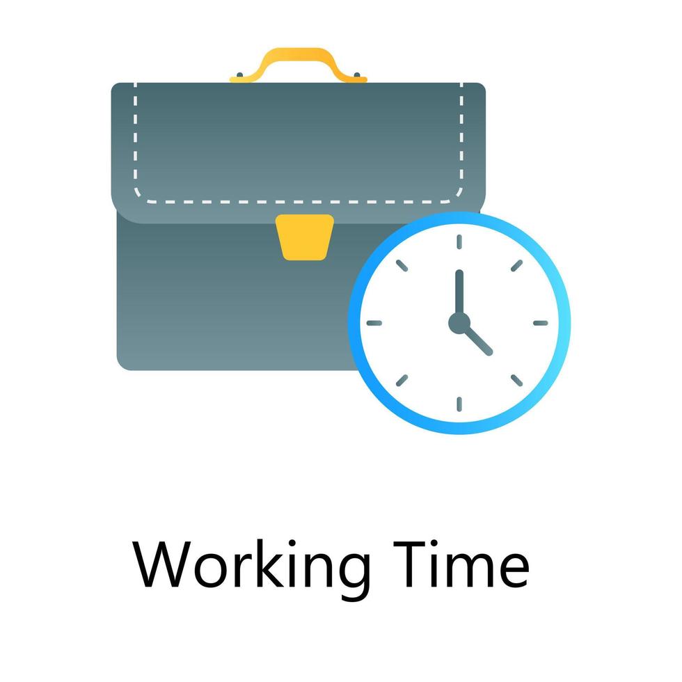 Arbeitszeitvektor im Gradientenstil, Geschäftsportfolio mit Uhr vektor