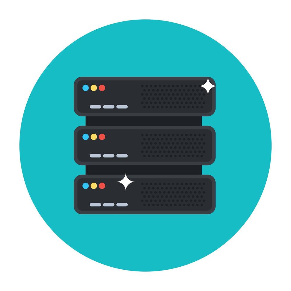 Dataserver-Symbol im modernen, flachen, abgerundeten Stil, editierbarer Vektor